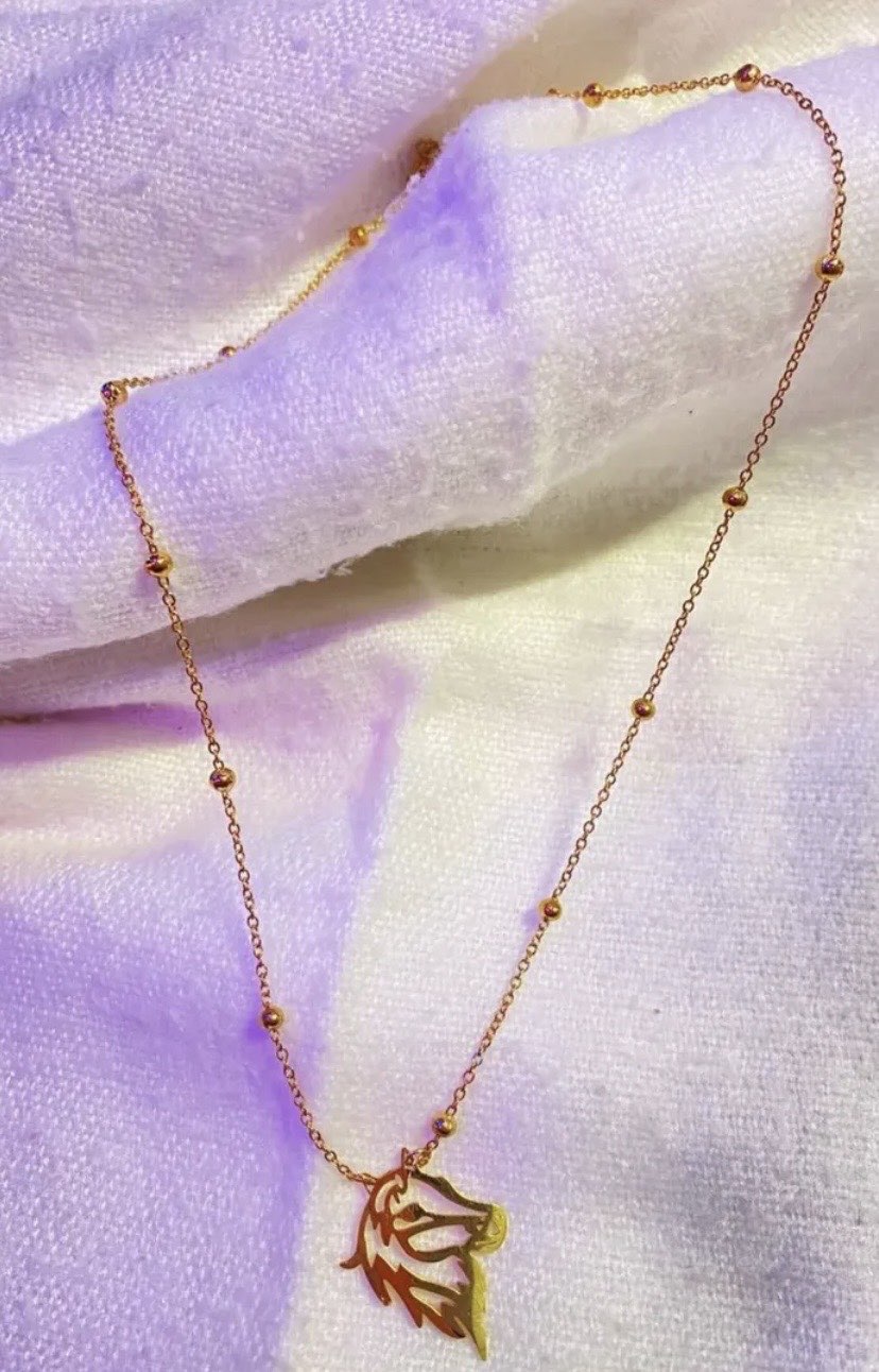 Gold chain necklace close-up